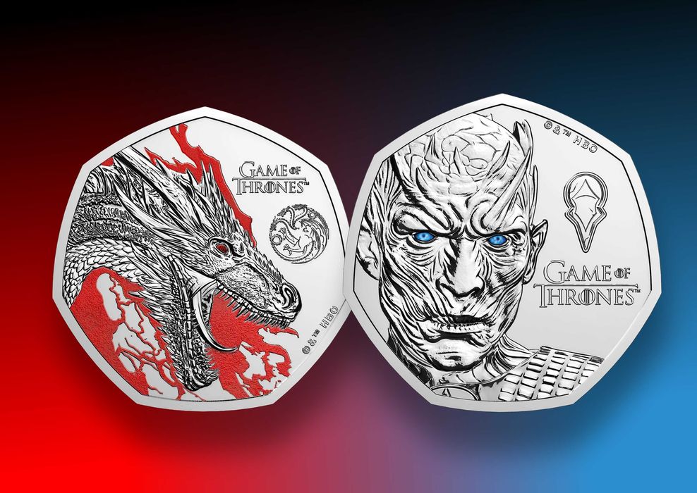 Монета Гра престолів Вогонь, Лід 2026 Велика Британія 50 пенсів Game of Thrones