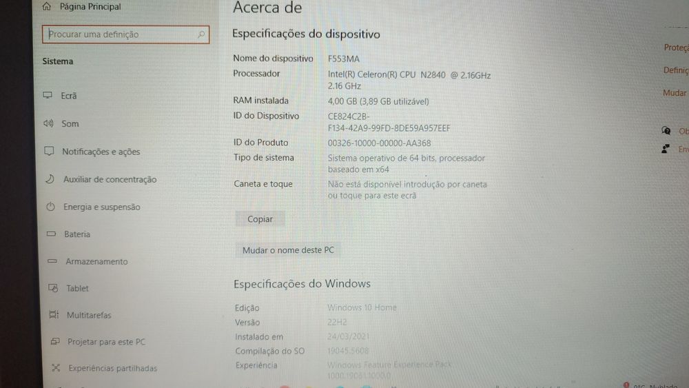 Computador portátil ASUS F553M