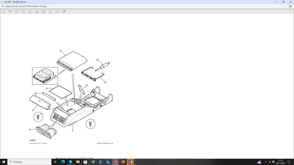 Range Rover P38 porta copos apoio abraço consola FJB100600LNF