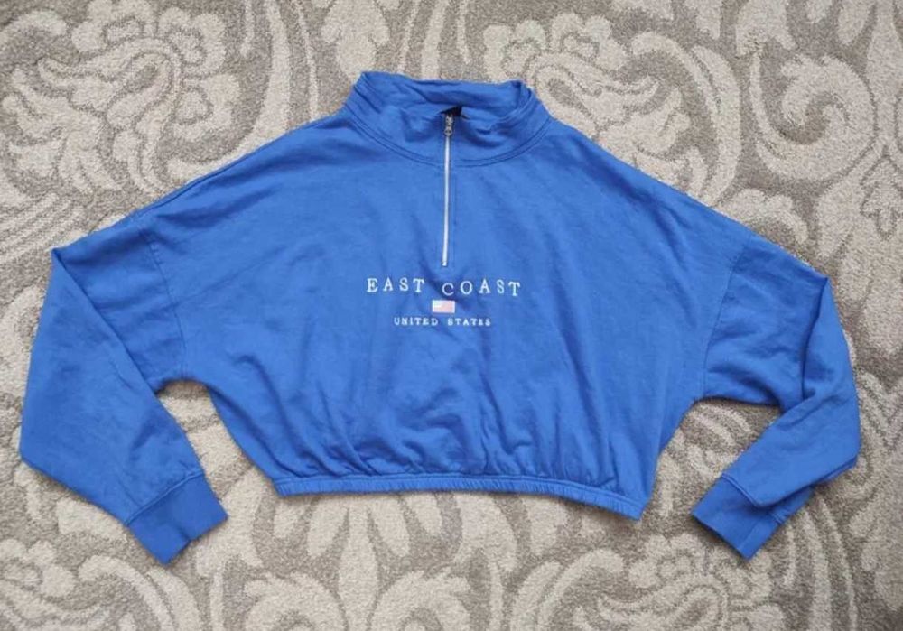 Niebieska bluza z zamkiem New look