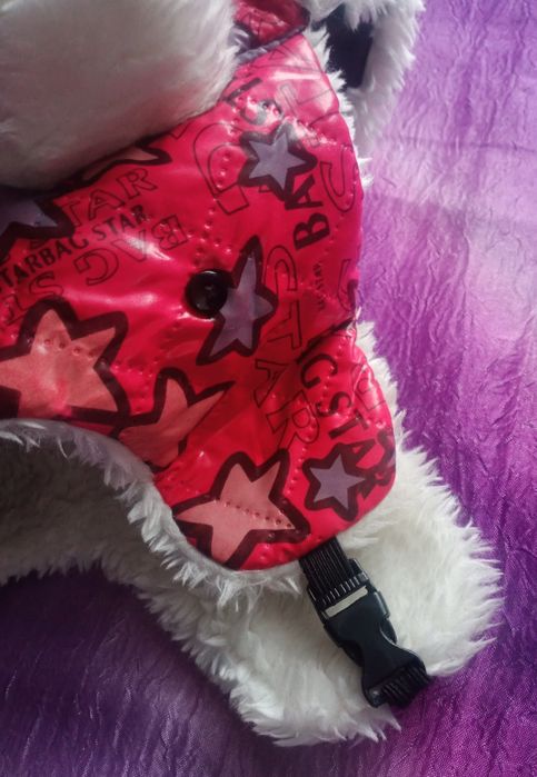 Nowa, ciepła czapka dziecięca uszatka w kolorowe gwiazdki,pilotka