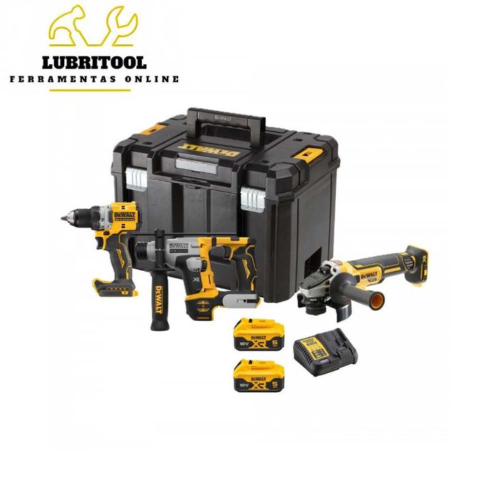 DEWALT Kit Aparafusadora + Rebarbadora + Martelo DCK355P2T | NOVOS