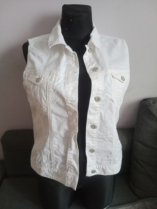 Biała dżinsowa kamizelka Basic M