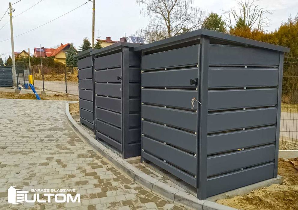 Wiata śmietnikowa blaszana, schowek na kubły, śmietnik