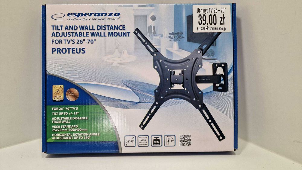 NOWY uchwyt ścienny TV Esperanza 26-70" 30kg VESA Komis Madej Czeladź