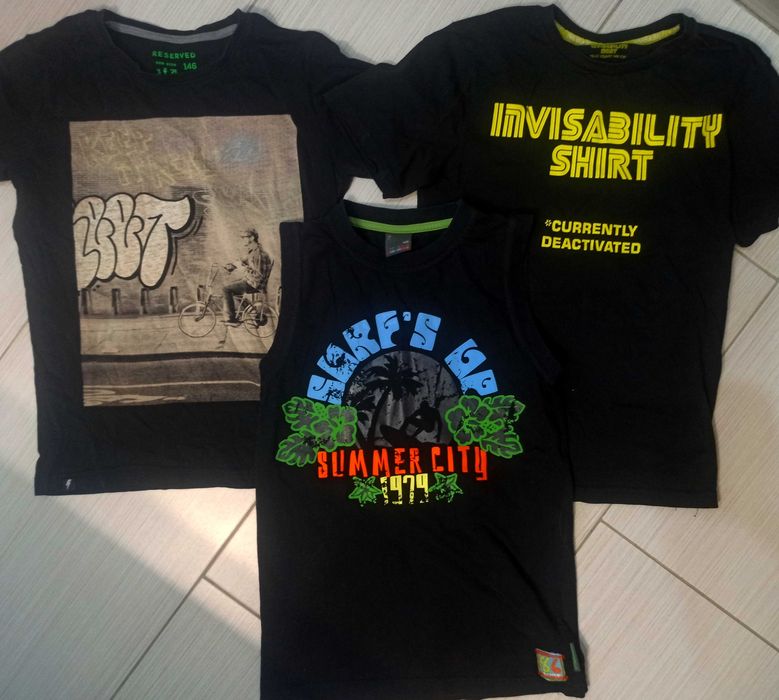 Zestaw t-shirt, koszulka bez rękawów rozmiar 146 czarny