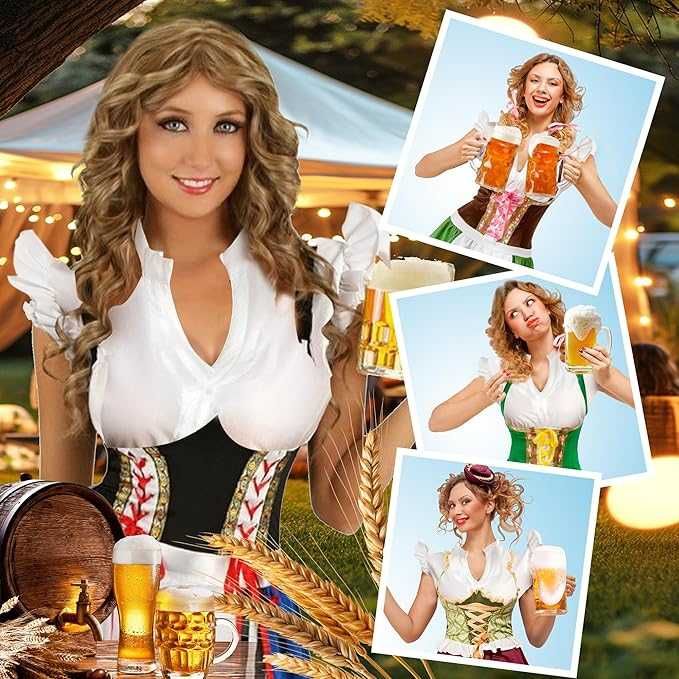 Bluzka Dirndl damska biała bawełna L dekolt V