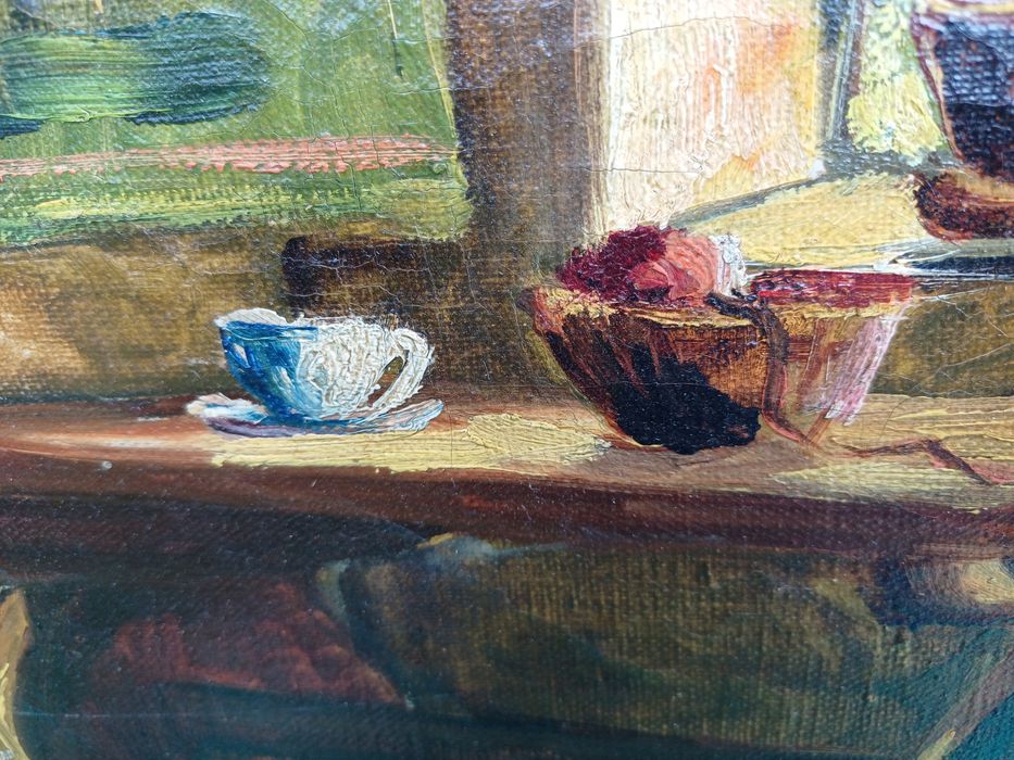 Stary obraz na płótnie sygnowany  .