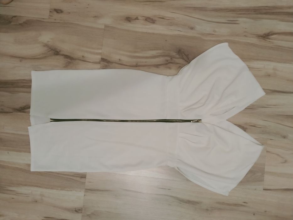 Biała sukienka na suwak S/M