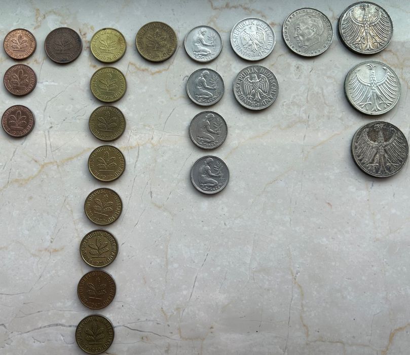 Lote de 23 Moedas Alemãs – Deutsche Mark & Pfennig (1950–1977)