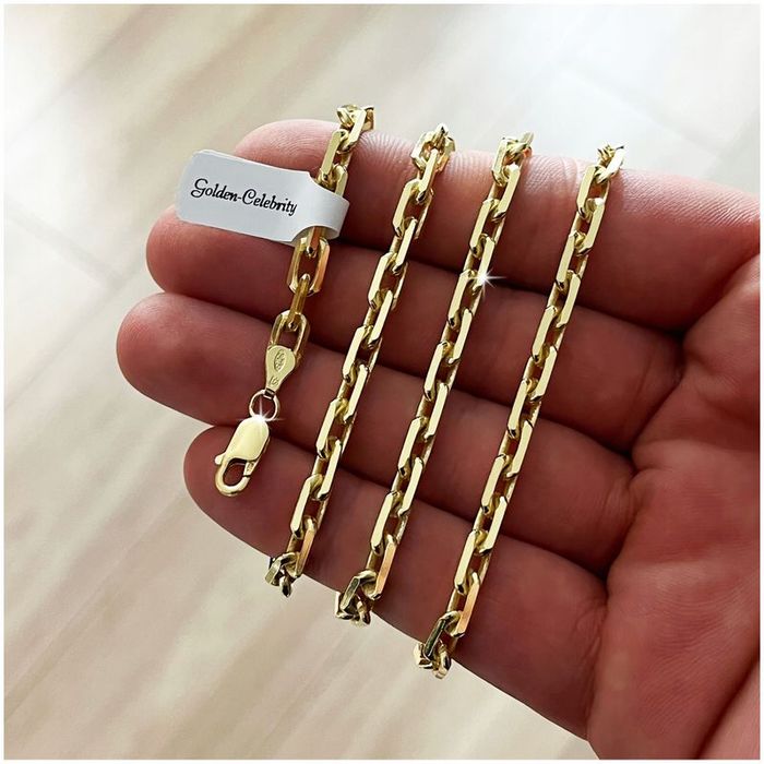 Złoty Łańcuszek Męski Ankier 70 cm 4,5 mm Gruby Łańcuch pr 925/585 Zło