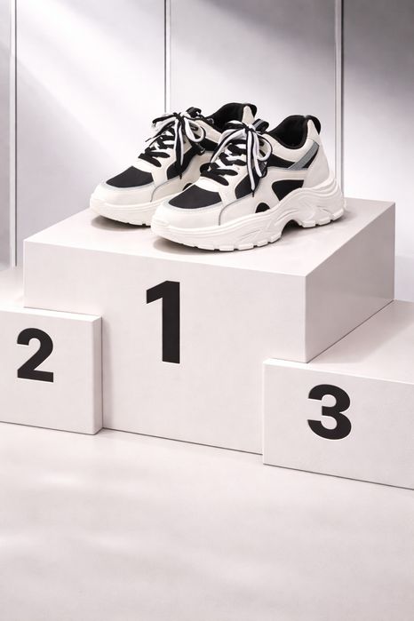 Sneakersy na grubej podeszwie chunky czarno-białe 37.5
