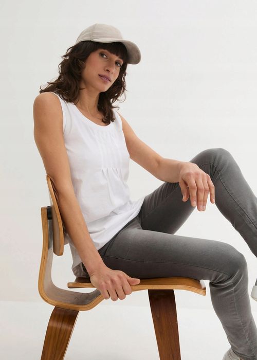 B.P.C biały top dłuższy z zaszewkami 48/50.