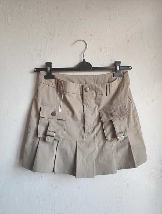 Plisowana beżowa mini krótka spódnica alternative grunge beige y2k ple