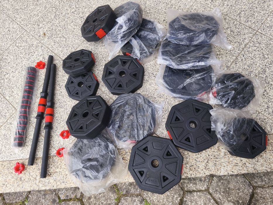 Conjunto 2 em 1 halteres/barra 40kg
