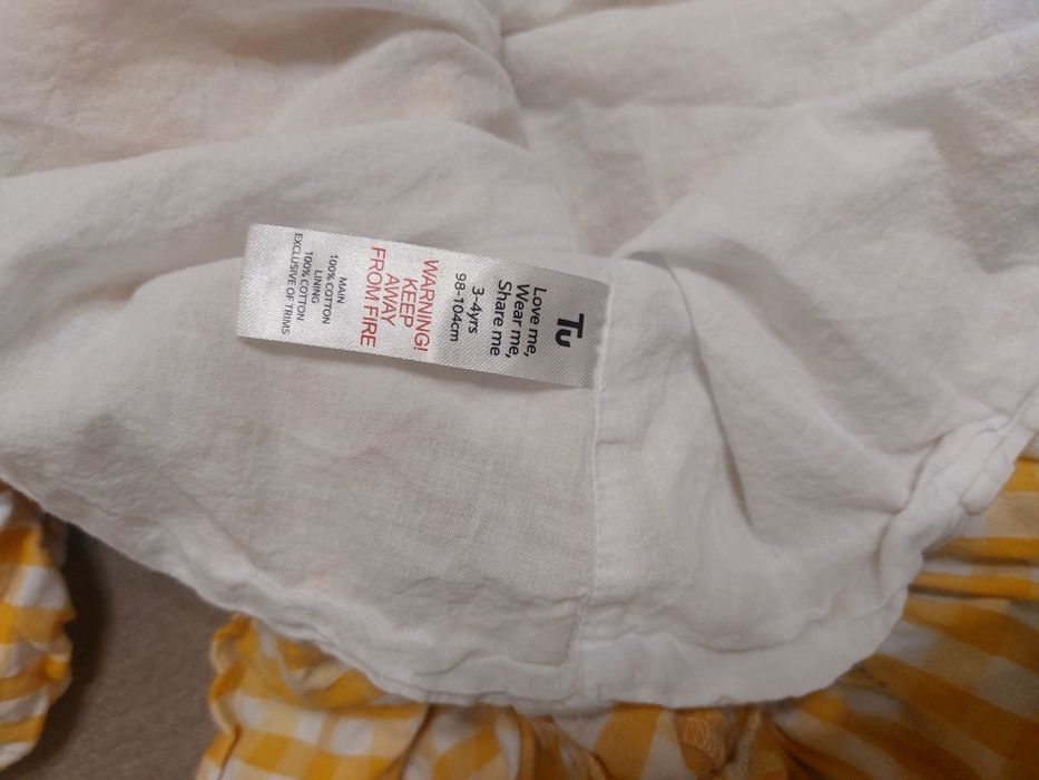 мила жовта вишита сукня в клітинку 3-4 роки tu