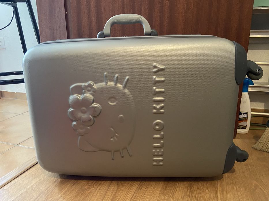 Mala de viagem rígida Hello Kitty cinza