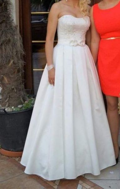 Suknia ślubna, kształt litery A, 36-38