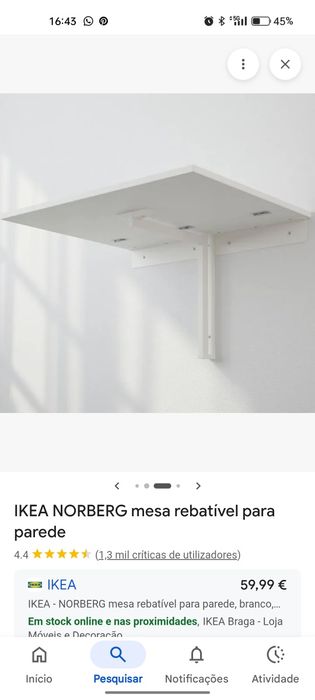 Mesa rebatível NORBERG IKEA