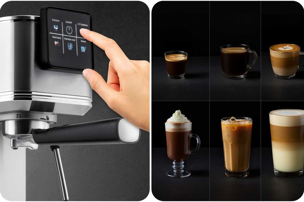 NOWY Ekspres Do Kawy Ciśnieniowy Kolbowy 20Bar Ze Spieniaczem + Ekran