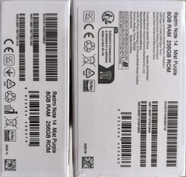 Redmi note 14 8*256NFC Purple Global Version New з Адаптером 33W