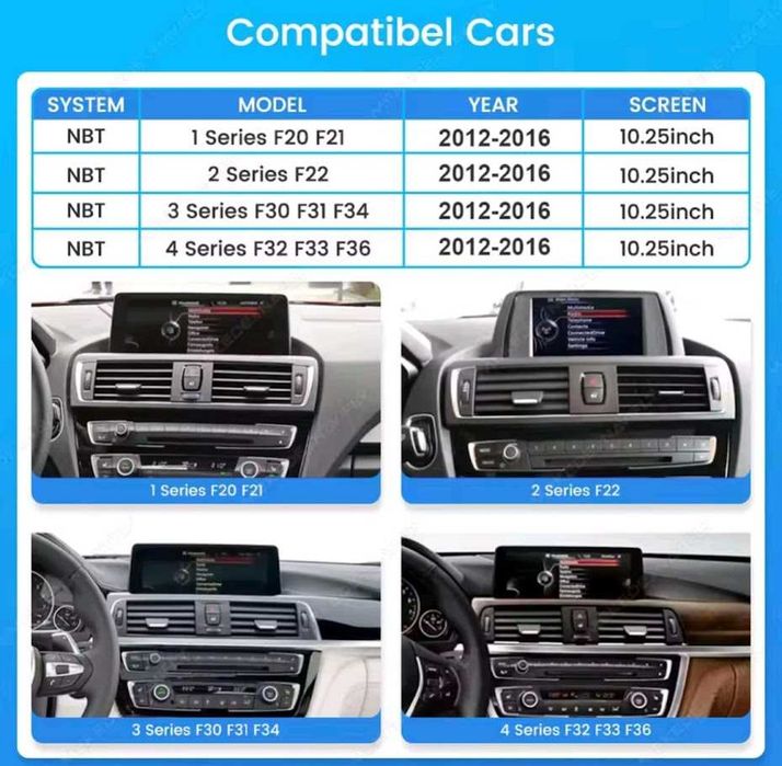 Rádio Linux Android Auto Carplay BMW Série 1 2 3 4 de 2012 a 2016 Sitema NBT (NOVO)
