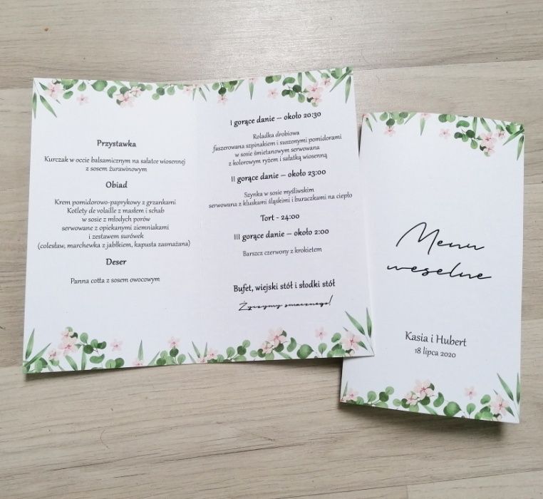 Menu weselne otwierane RUSTYKALNA ZIELEŃ