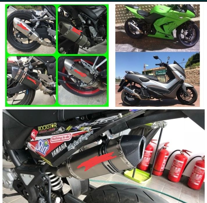 Ponteira de moto tipo akrapovic 37cm
