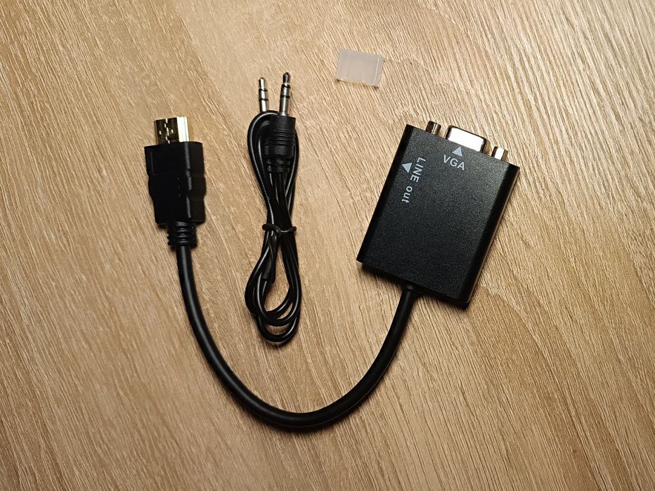 Перехідник для монітора HDMI-VGA + Audio Jack 3.5 мм Адаптер для проєктора ТВ Т2 TV Box