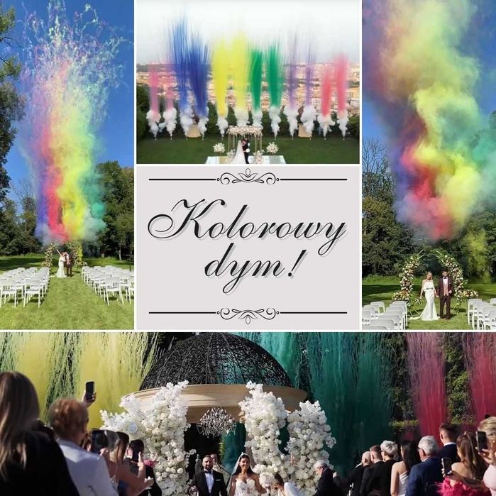 Pokaz kolorowych dymów, wystrzał 15m - wycena - Hit Wesel tego roku!