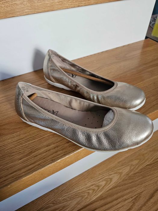 CAPRICE ZŁOTE miękkie balerinki, rozmiar 38