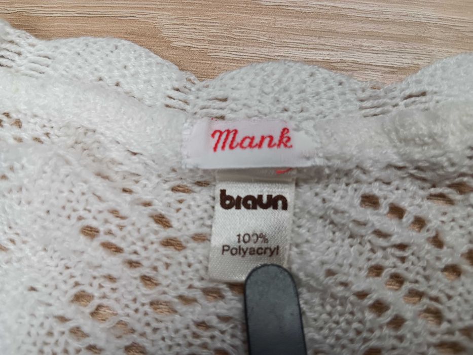 Biały luźny ażurowy sweter damski Braun rozmiar M/L