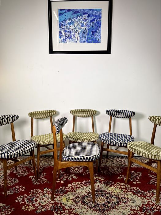 Krzesło PRL R T Hałas 200-190 grzybek z kpl. Violetta vintage buk mat