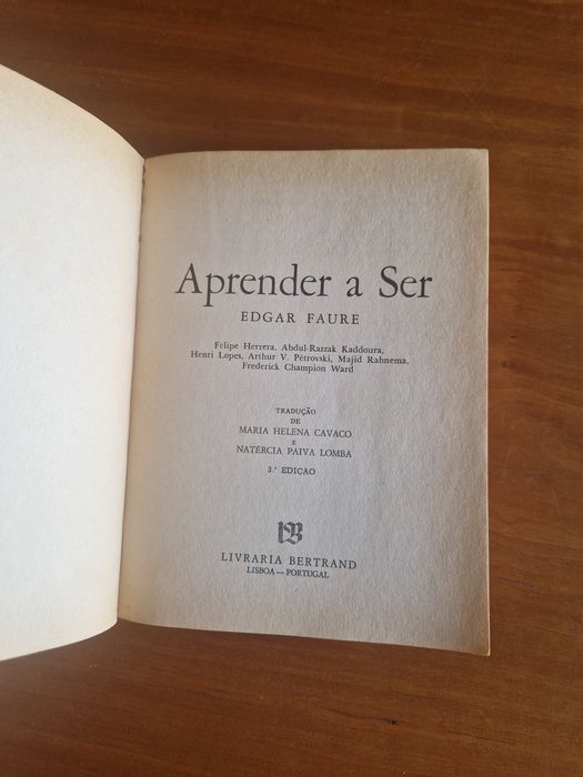 "Aprender a Ser", de Edgar Faure, 3.ª edição, 1981