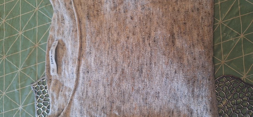 Camisola malha finaZARA Women Beige Melange Short Sleeve