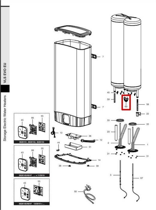 Ligação By-pass (Cubas) para termoacumulador Ariston VLS evo 100 es eu