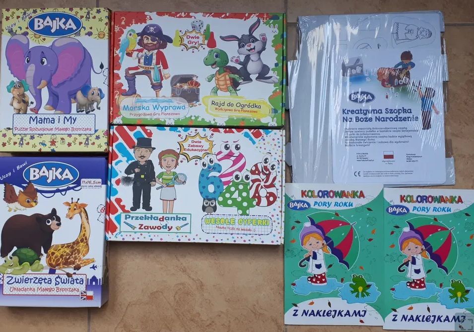 Zestaw edukacyjny 8 dla dzieci "Bajka" puzzle układanka kolorowanki