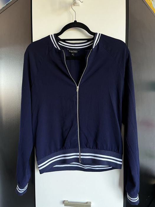 bluza narzutka granatowa w paski elegancka S