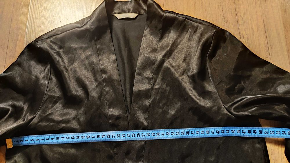 Czarny szlafrok midi Marks & Spencer • klasyczny fason • M
