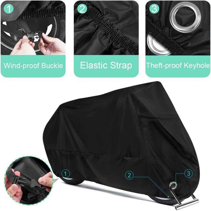 Capa para moto protetora impermeável contra a chuva, neve, sol