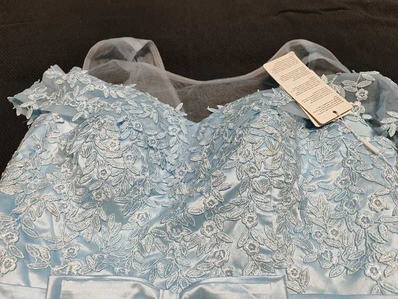 Stacees piękna suknia ślubna błękitna 42/44