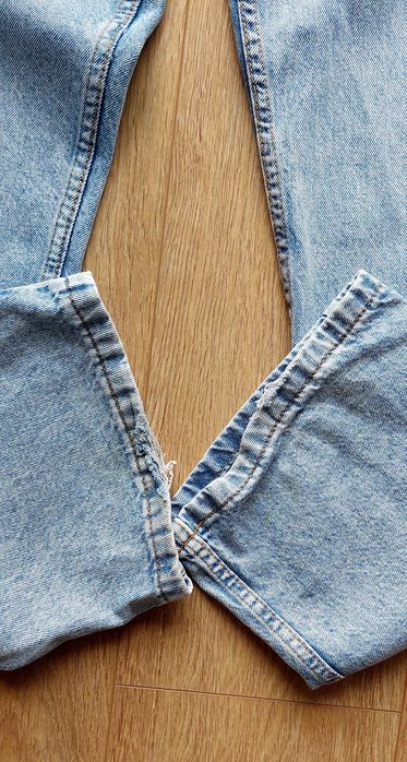 Bershka r.38 jasne jeansy cargo, kieszenie boczne, 100% bawełna