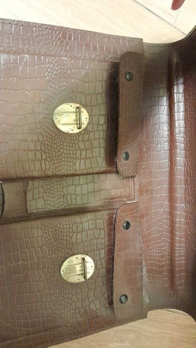 Teczka aktówka z lat 60 ze skóry