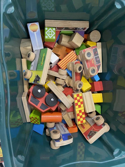 Klocki drewniane, układanki, mini jenga