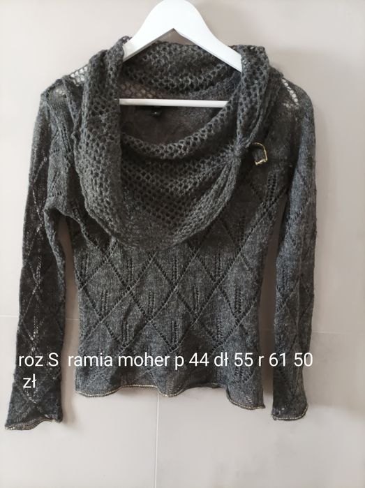 Sweter wełniany H&M moher ramia