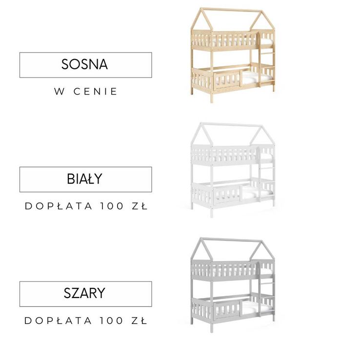 Piętrowe łóżko dla dzieci ZUZIA z drewna sosnowego 160x80 cm