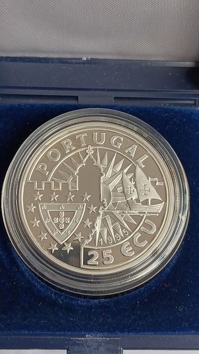 Moeda prata prof 925, de 25 ecu de 1995.