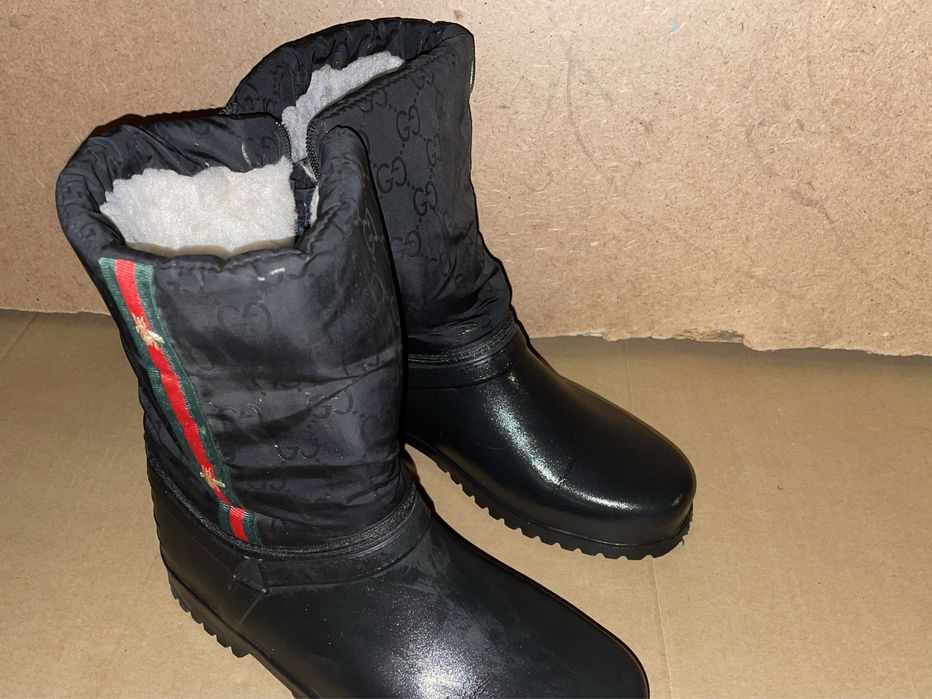 Gucci резиновые утеплённые сапоги