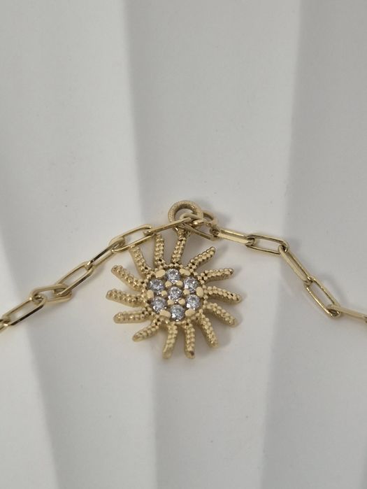 Nowa złota bransoletka na kostkę nogę słońce cyrkonie waszka p. 585