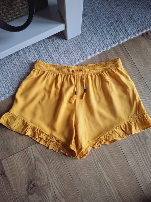 134cm 140cm, Old Navy musztardowe szorty z rayonu, krótkie spodenki